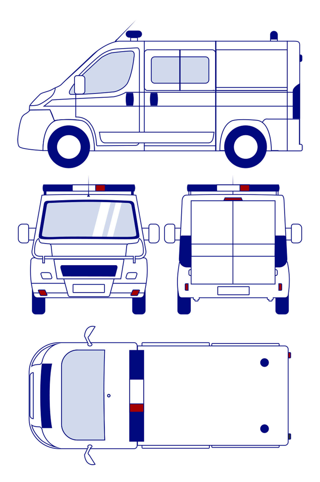 简约手绘警车巡逻车线稿轮廓插画免扣元素素材