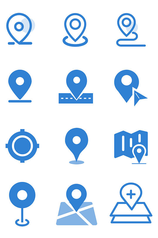蓝色扁平化简约定位图标免扣元素
