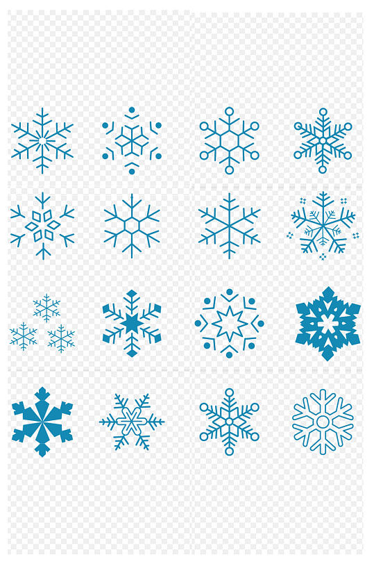 冬天圣诞节雪花元素图标下雪图案免扣元素