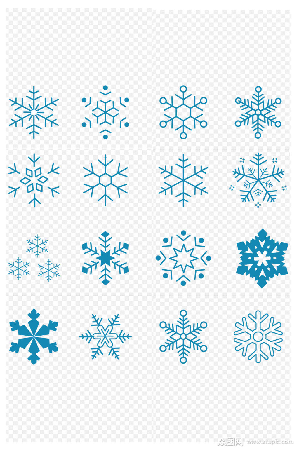 冬天圣诞节雪花元素图标下雪图案免扣元素素材