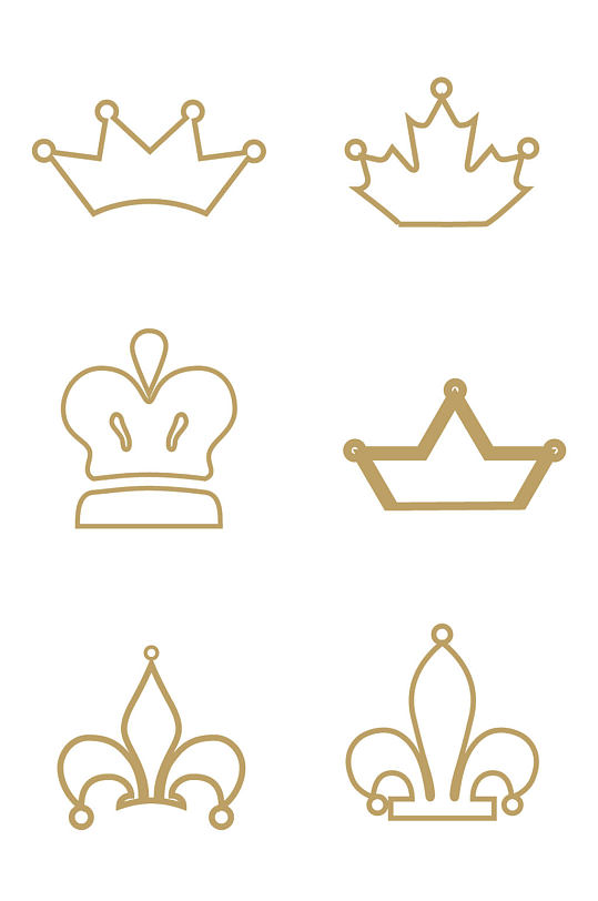 皇冠简约线条王冠形状图标设计免扣元素