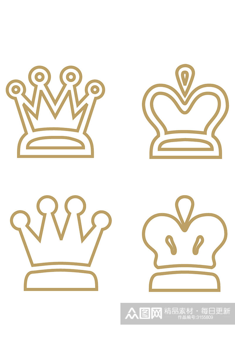 皇冠简约线条王冠形状图标设计素素材