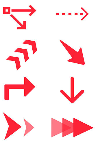 红色箭头方向指示手绘图标免扣元素
