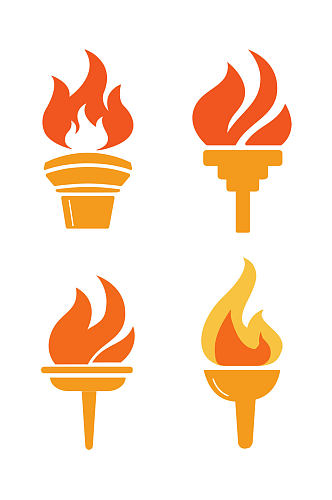 手绘奥运火炬装饰素材元素标志图标免扣元素