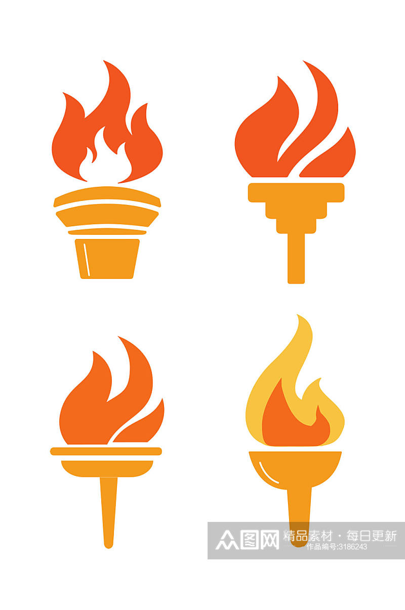 手绘奥运火炬装饰素材元素标志图标免扣元素素材