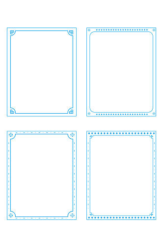 蓝色矩形框标题框线框设计纹理边框免扣元素