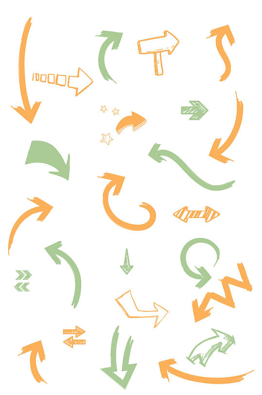 箭头可爱卡通符号儿童手绘方向标免扣元素