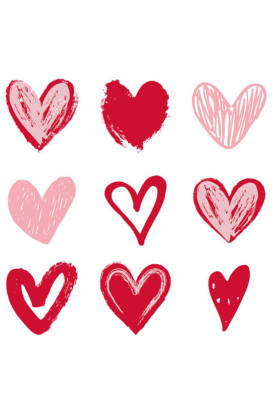 手绘装饰爱心插画图免扣元素