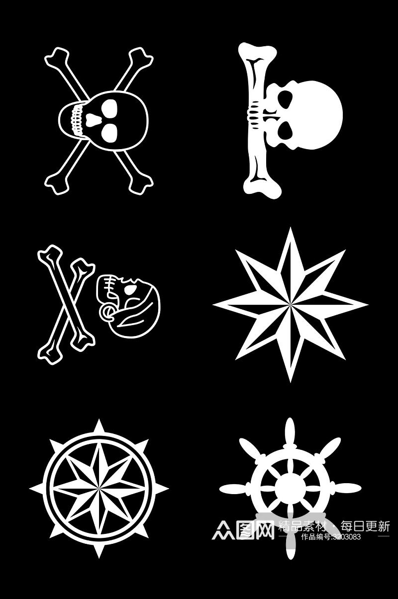 水手海盗标志骷髅头形状海洋免扣元素素材