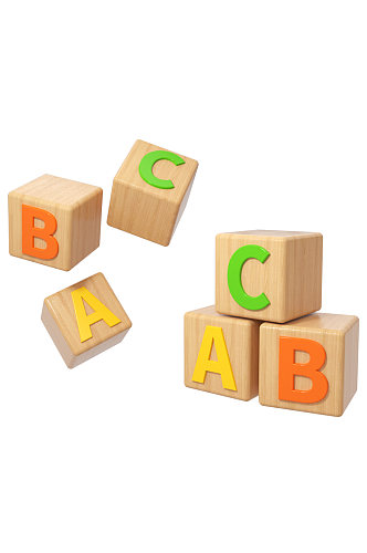 c4d幼教字母积木模型装饰免扣元素