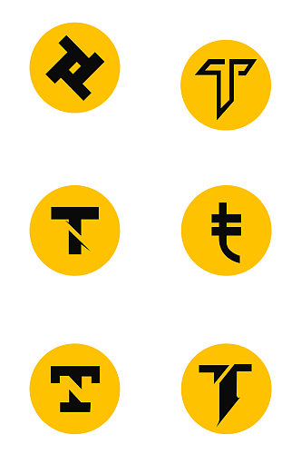 T字母形状图标组合图免扣元素
