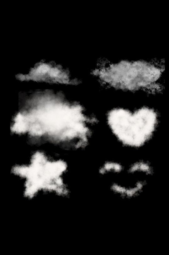 手绘漂浮白云云朵棉花糖透明图爱心免扣元素