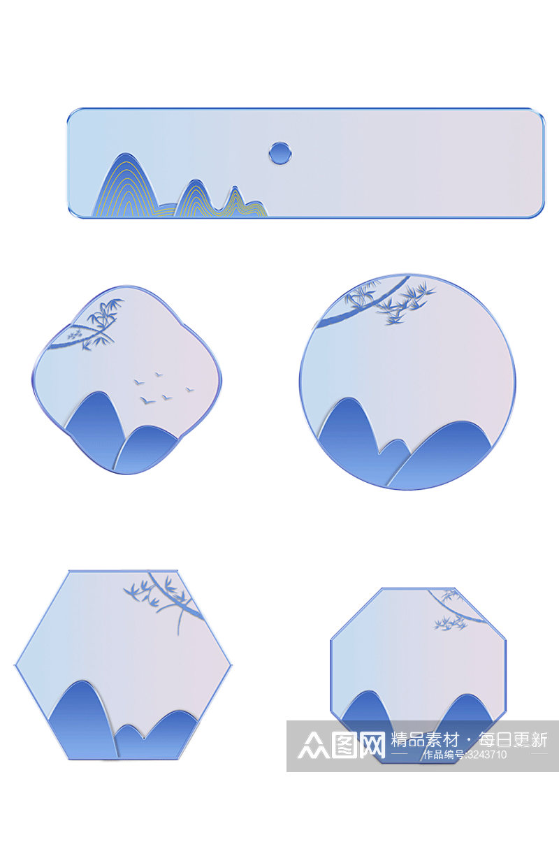新中式中国风边框标签国潮标题框免扣元素素材