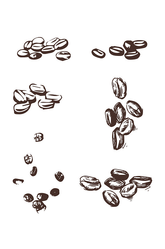 手写风咖啡套咖啡豆装装饰免扣元素