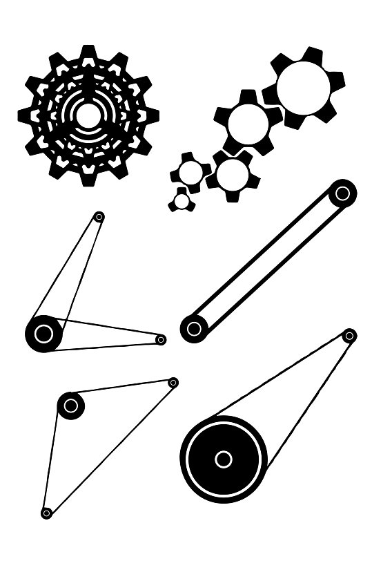 工业齿轮车轮滑轮组图标元素免扣元素