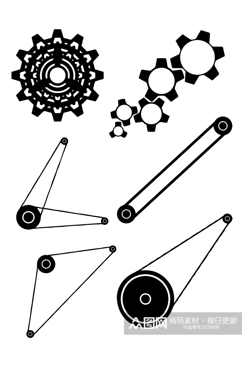 工业齿轮车轮滑轮组图标元素免扣元素素材