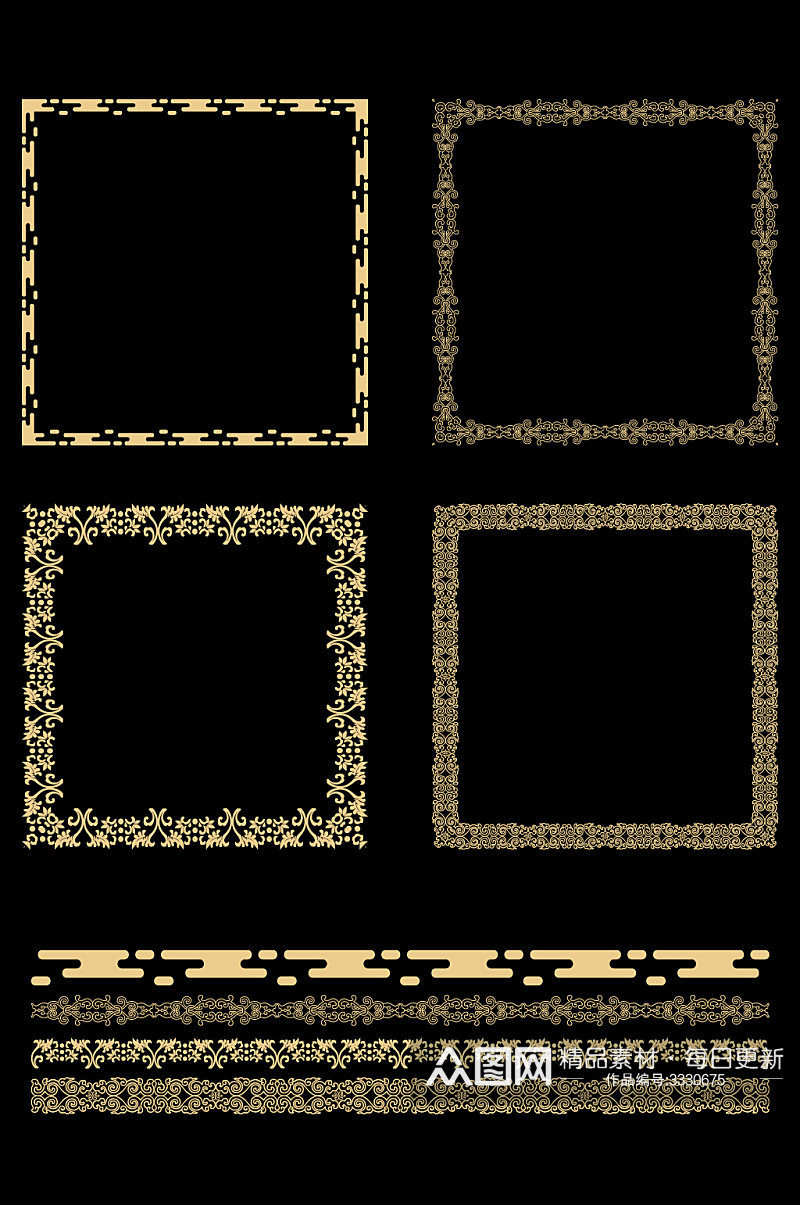 方形欧式花纹图案设计免扣元素素材