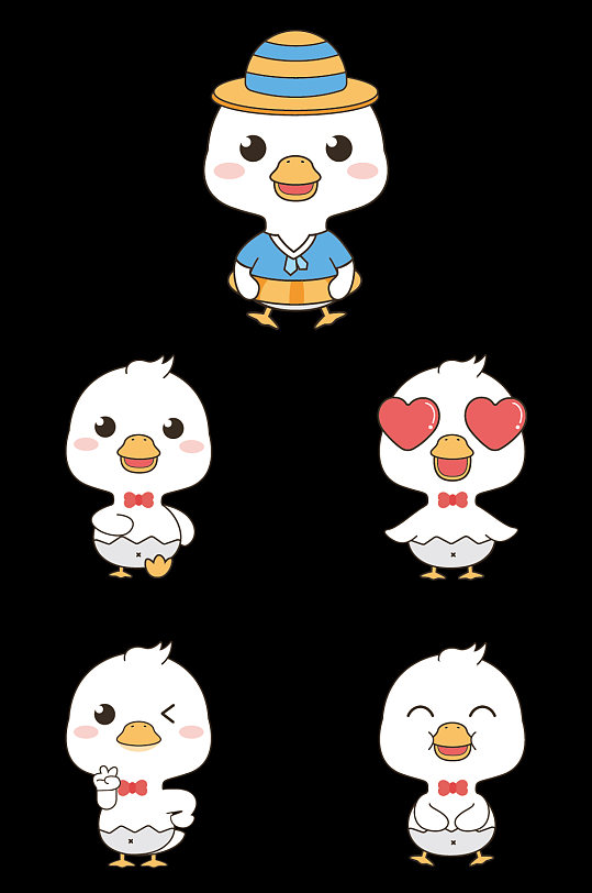 柯尔鸭鸭子可爱表情夏天游泳免扣元素