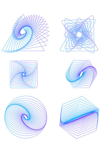 抽象梦幻科技感线条元素免扣元素