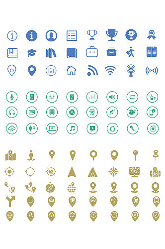 图标系列地址位置信息音乐形状免扣元素