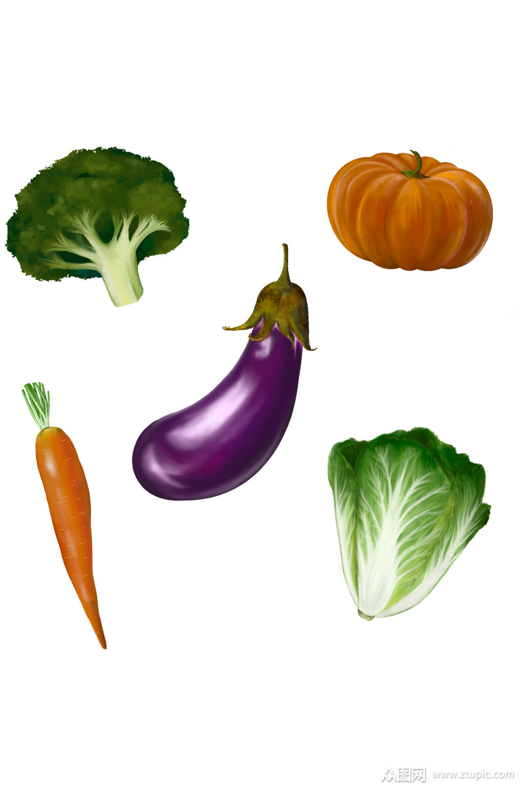 手绘蔬菜元素偏写实免扣元素素材