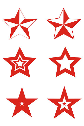 五角星星五角星图标印章红星形状免扣元素