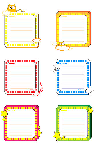 小清新简约简单色彩便签纸对话框免扣元素