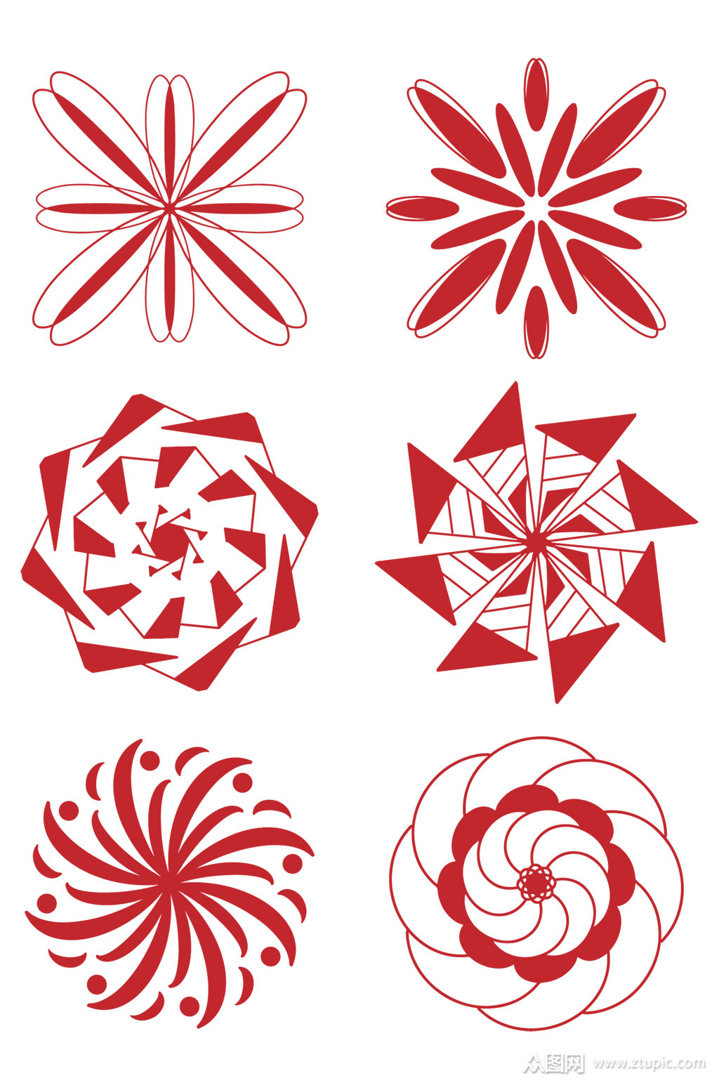 中国风剪纸窗花花纹图案贴图免扣元素