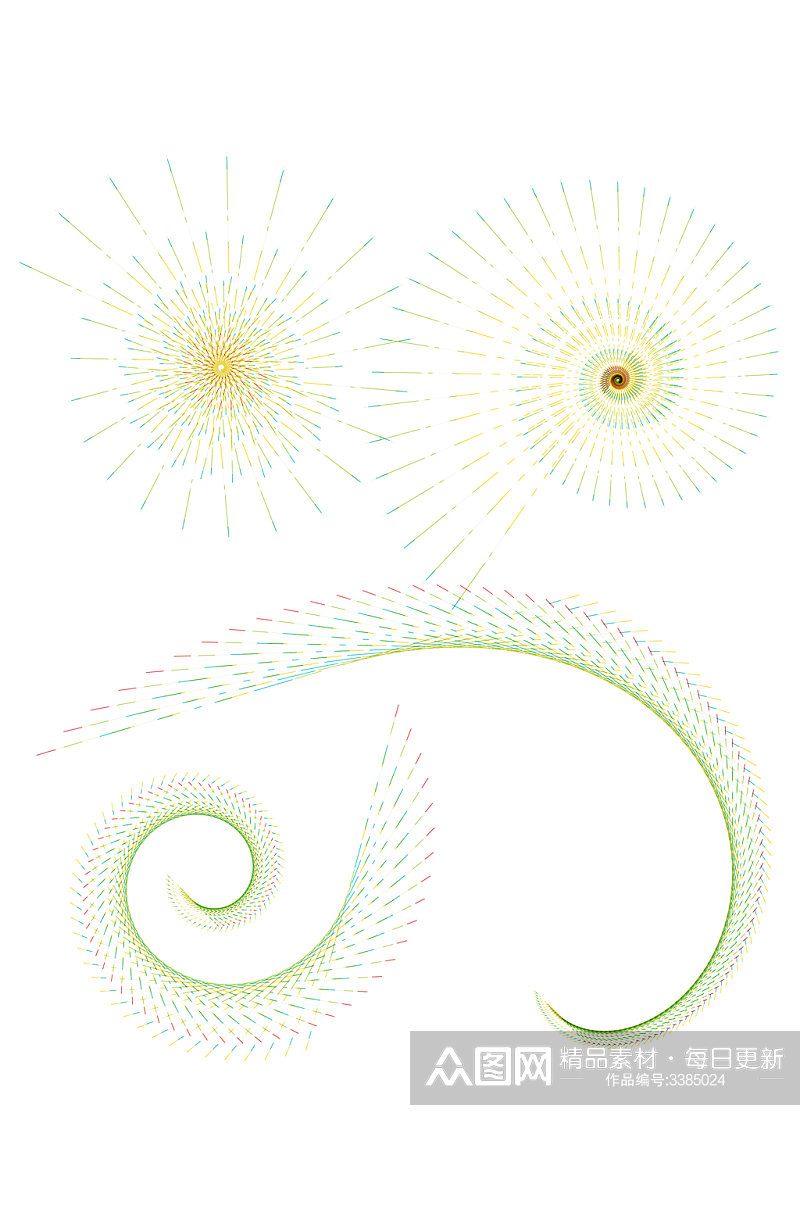 螺旋特色线条花纹放射线条免扣元素素材