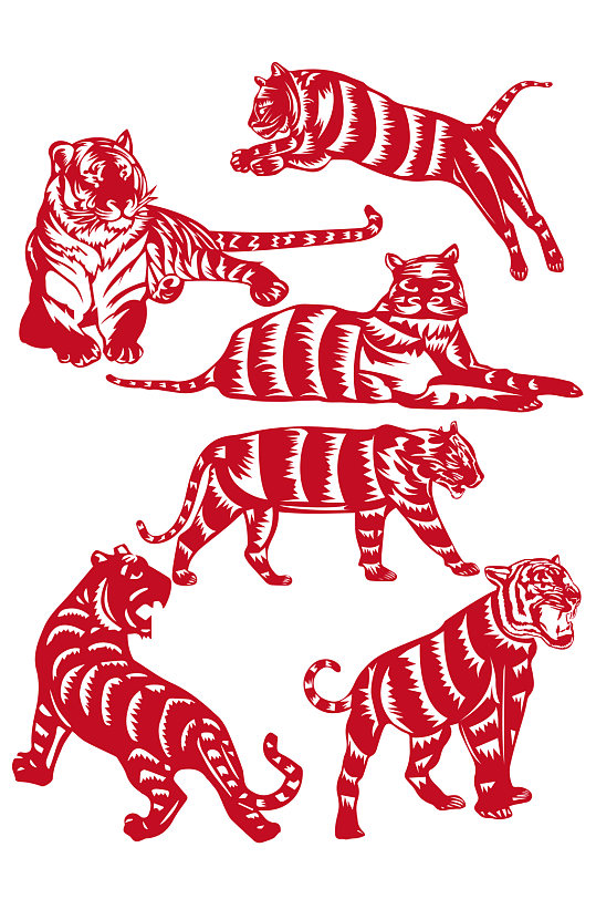 2022虎年新年春节老虎窗花免扣元素