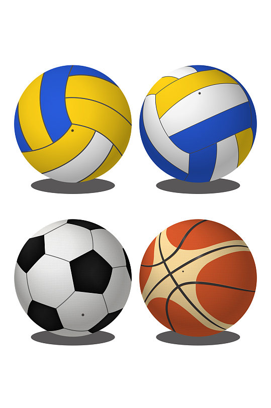 手绘立体足球排球篮球球类体育运动免扣元素