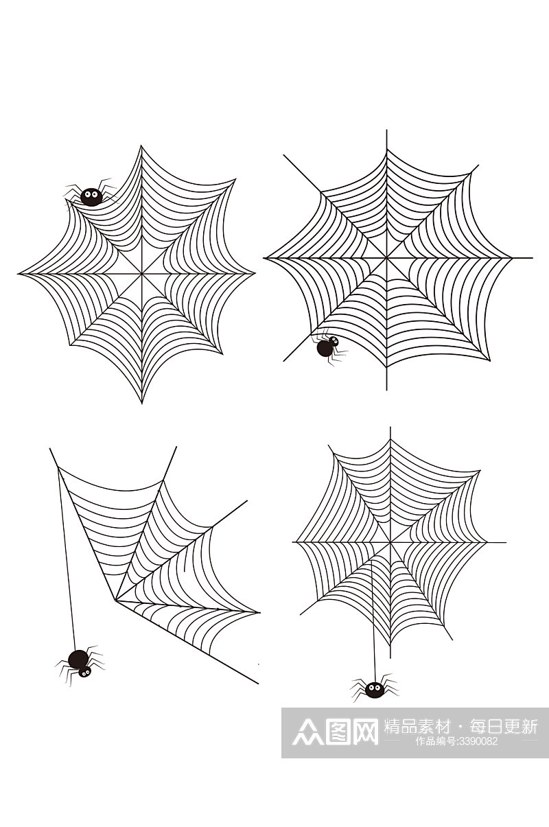 卡通图案万圣节装饰蜘蛛网元素背景免扣元素素材