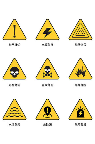 警示电源毒品爆炸危险图标元素免扣元素
