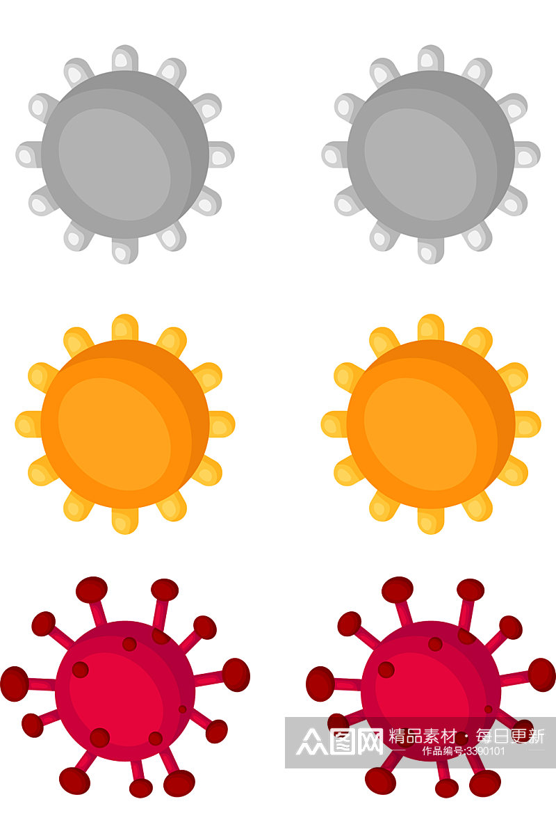 病毒细菌真菌流感新冠病毒图标免扣元素素材