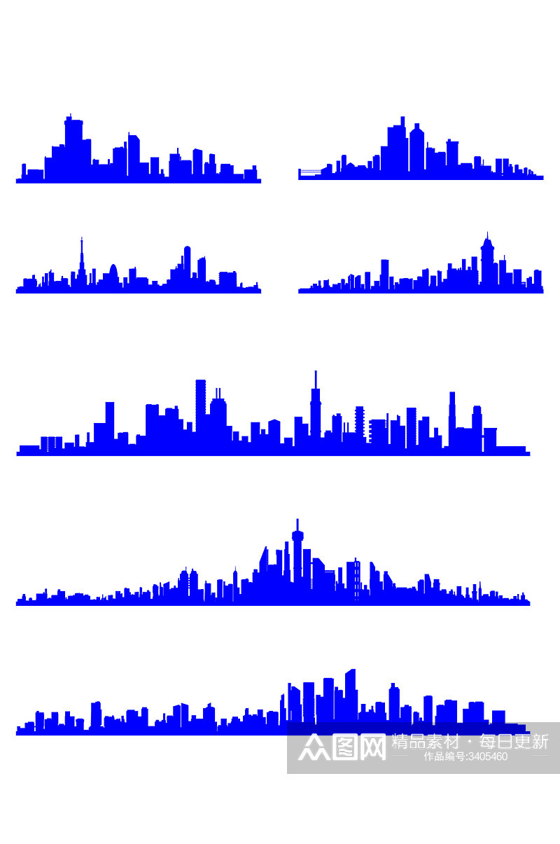 城市剪影楼房建筑剪影免扣元素素材