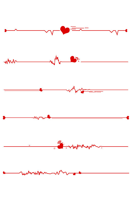 手绘爱心分割线心电图装饰线条元素免扣元素