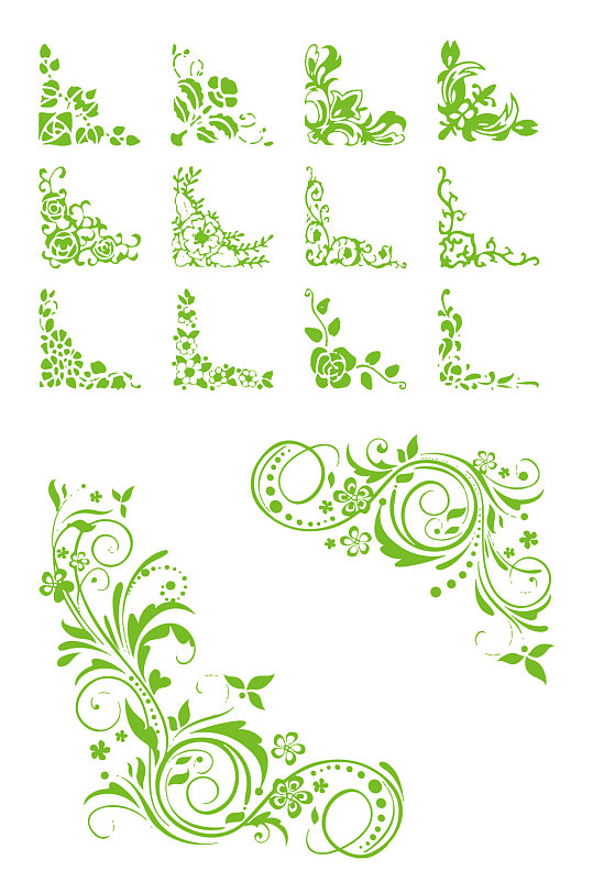 蓝色装饰花纹矢量素材立即下载清新简约蓝色花卉 相框边框标题框素材