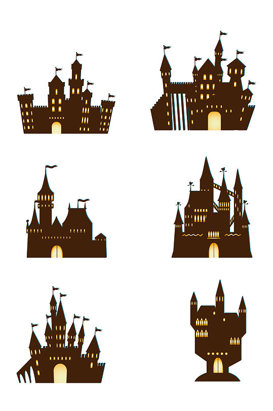 万圣节城堡古堡鬼屋元素图标图案免扣元素