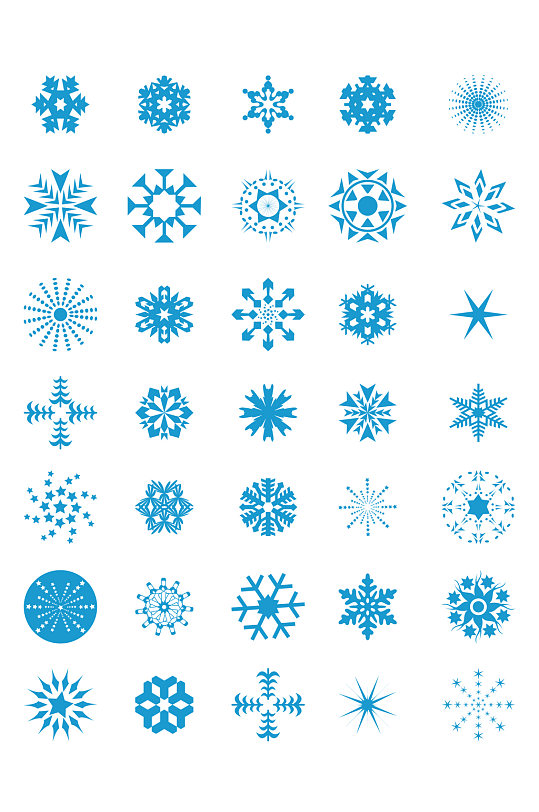 圣诞节下雪冬天雪花简笔图标图案免扣元素