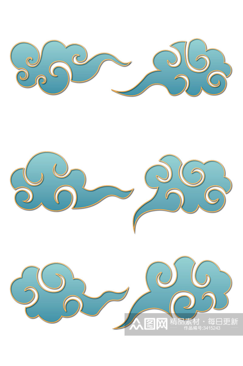 中式云纹花纹中国风古典祥云设计免扣元素素材