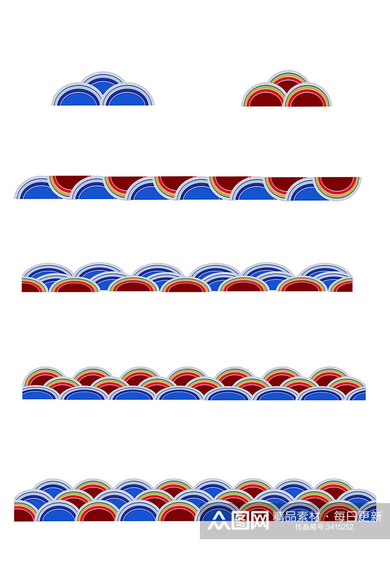 手绘中式国潮花纹纹理装饰边框免扣元素素材