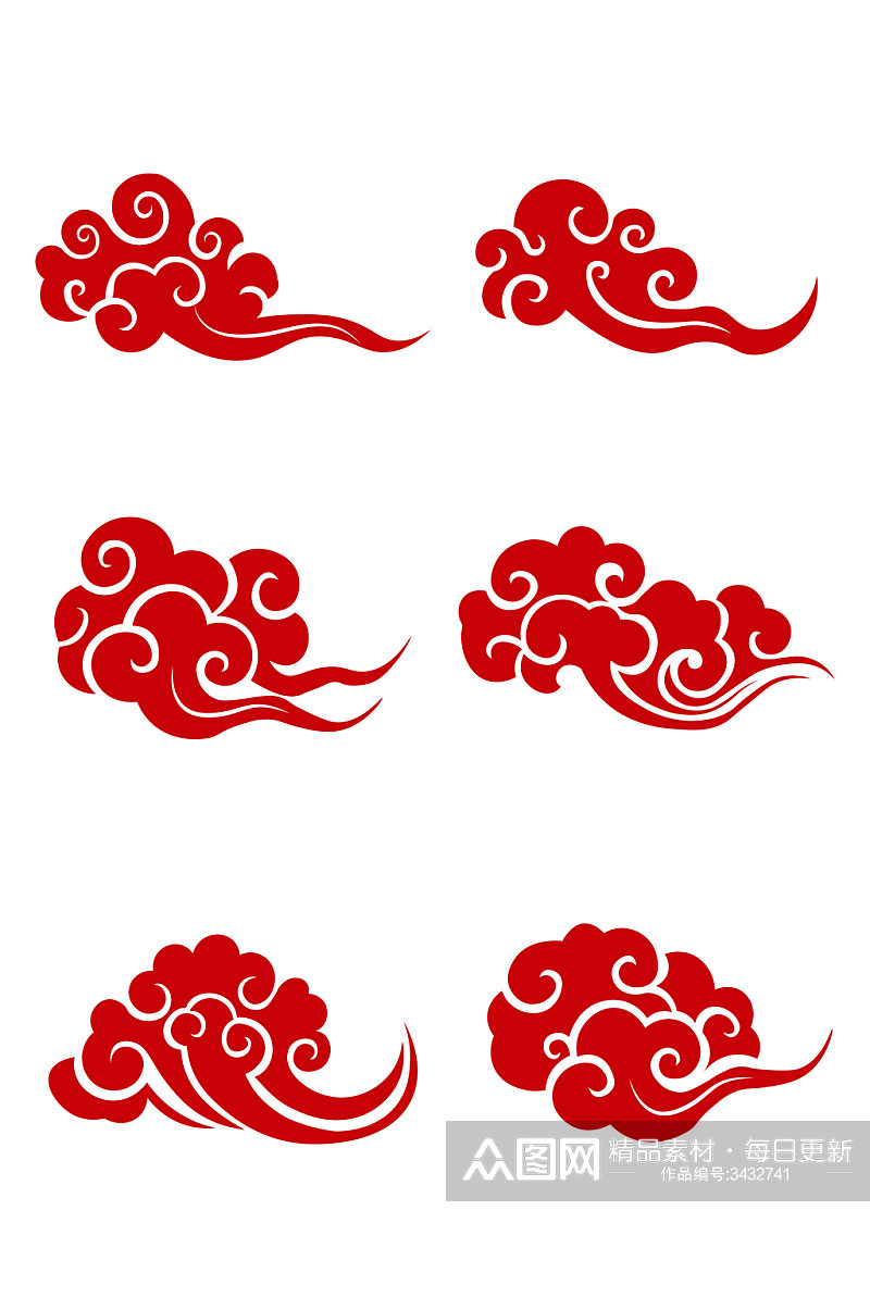 中式云纹花纹装饰中国风古典祥云免扣元素素材