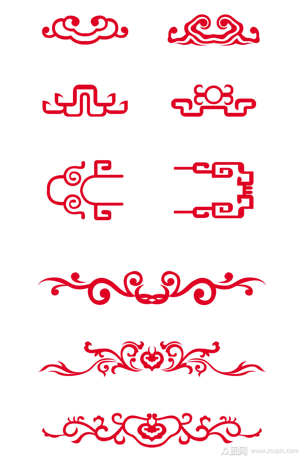 中国风古典花纹雕刻文化墙边框分割免扣元素素材