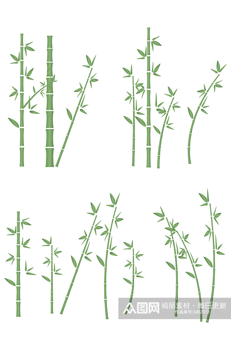 古风绿色竹子竹叶素材海报装饰图案免扣元素素材