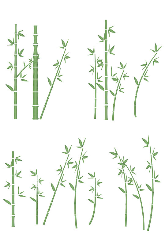 古风绿色竹子竹叶素材海报装饰图案免扣元素
