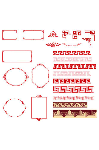 国风回边框纹底素材免扣元素