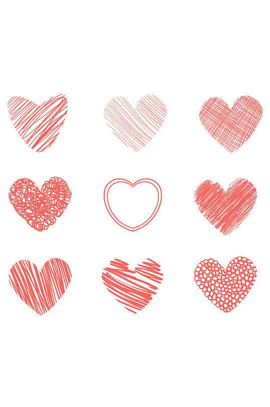 爱心简笔画小素材免扣元素