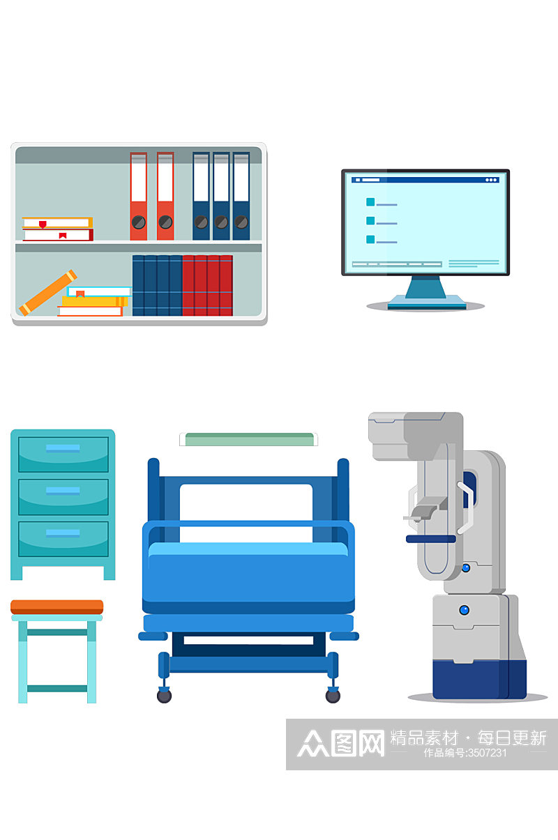 电脑柜子床凳子椅子医疗器械免扣元素素材