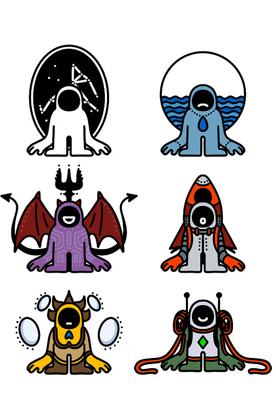 外星人卡通人物设计免扣元素