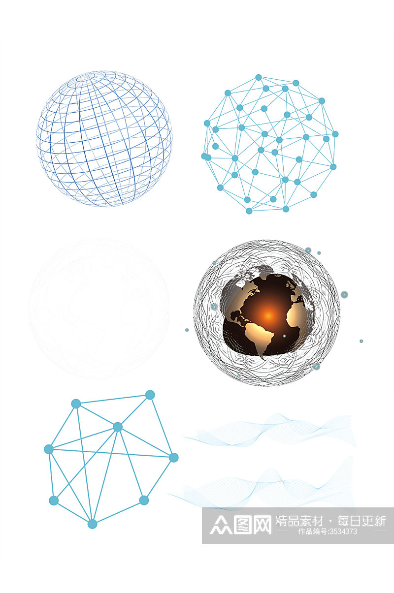 现代科技互联网科技线条免扣元素素材
